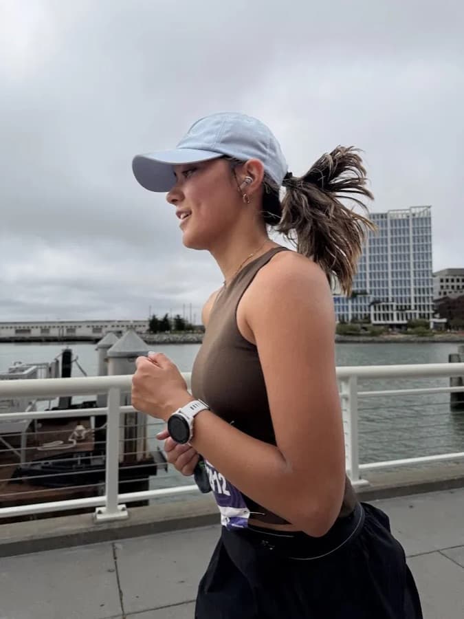 Elena running her first half marathon
